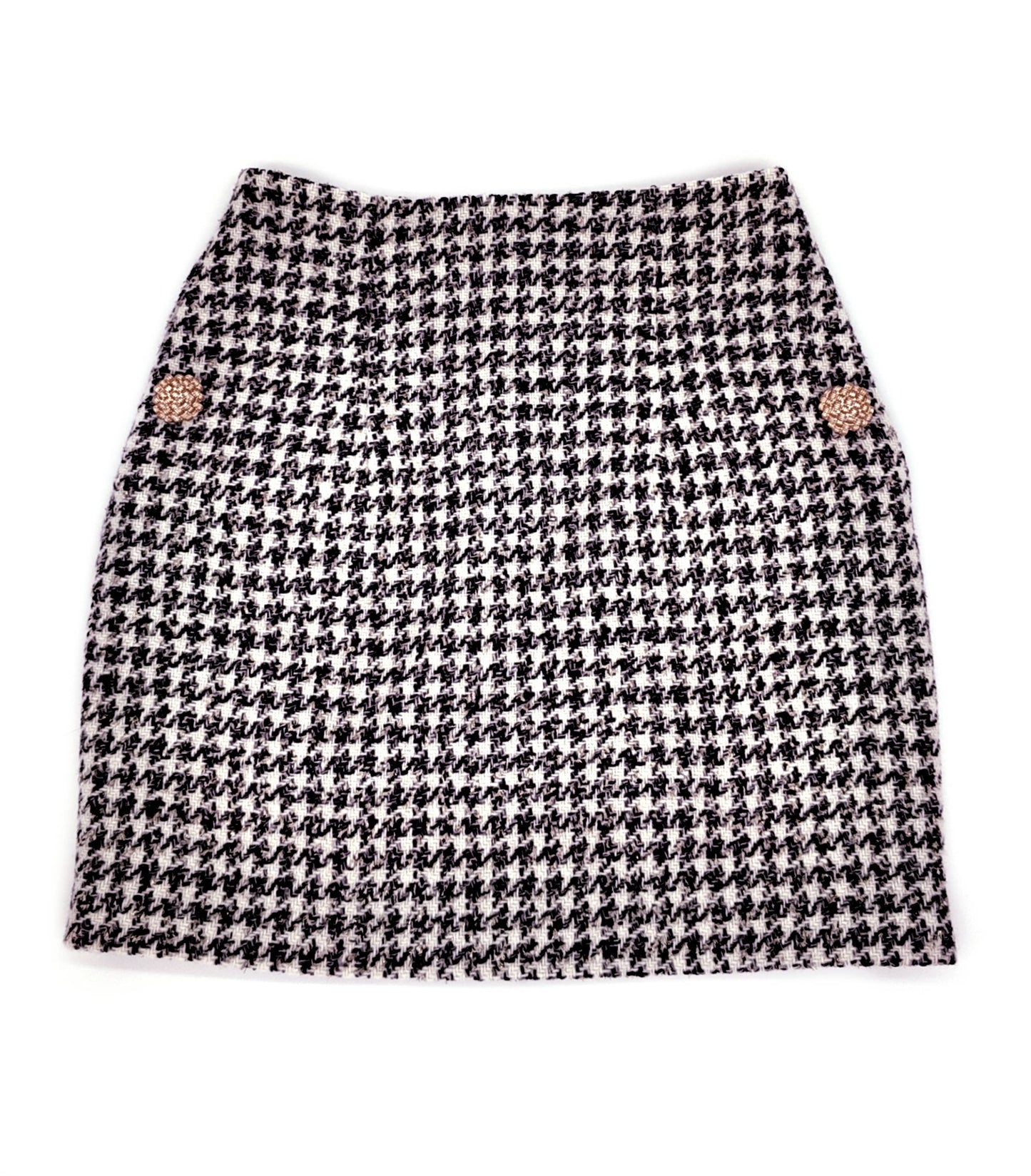 Old Money style, Fashionable and Luxury Houndstooth Tweed Skirt Black and White for a Chic Wardrobe